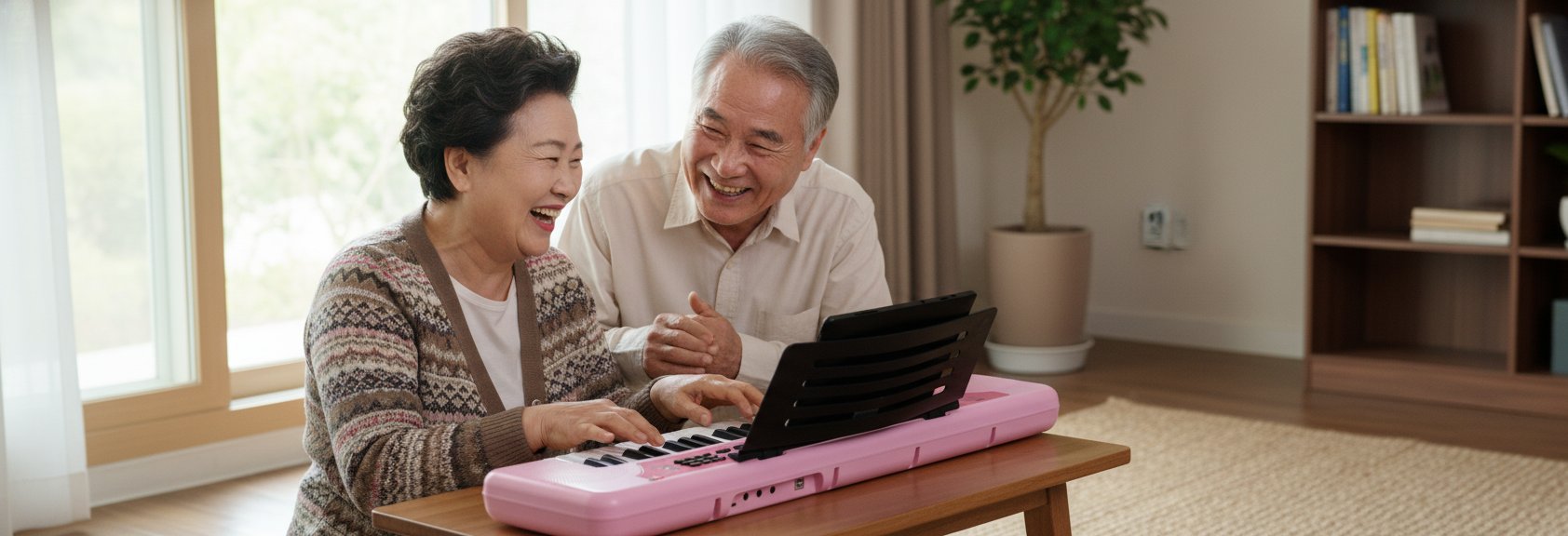가정에서 연주하는 어르신